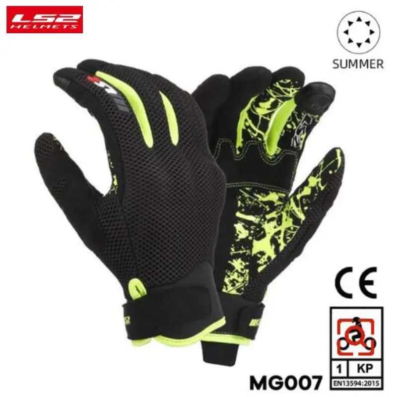 LS2 CE Approval Motorcycle Gloves Men Women Summer Riding Gloves Breathable Moto MTB Dirt Bike Mesh Gloves for Cycling Bicycle