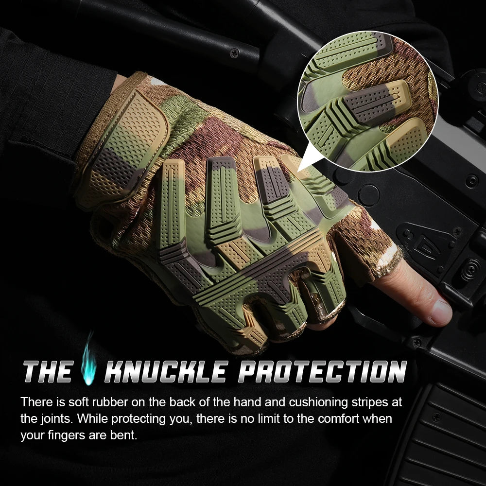 Tactical Fingerless Gloves Sports Airsoft Combat Paintball Shooting Hunting Driving Work Non-slip Anti-sweat Half Finger Men
