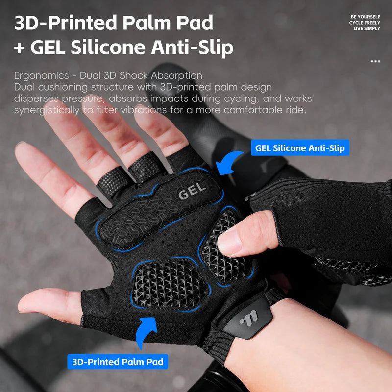 WEST BIKING Half Finger Cycling Gloves Summer PORON XRD Aerodynamic Striped 3D Honeycomb MTB Bicycle Road Bike Gloves