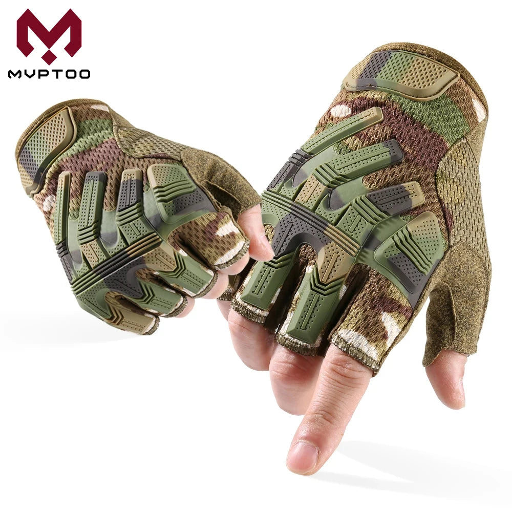 Tactical Fingerless Gloves Sports Airsoft Combat Paintball Shooting Hunting Driving Work Non-slip Anti-sweat Half Finger Men