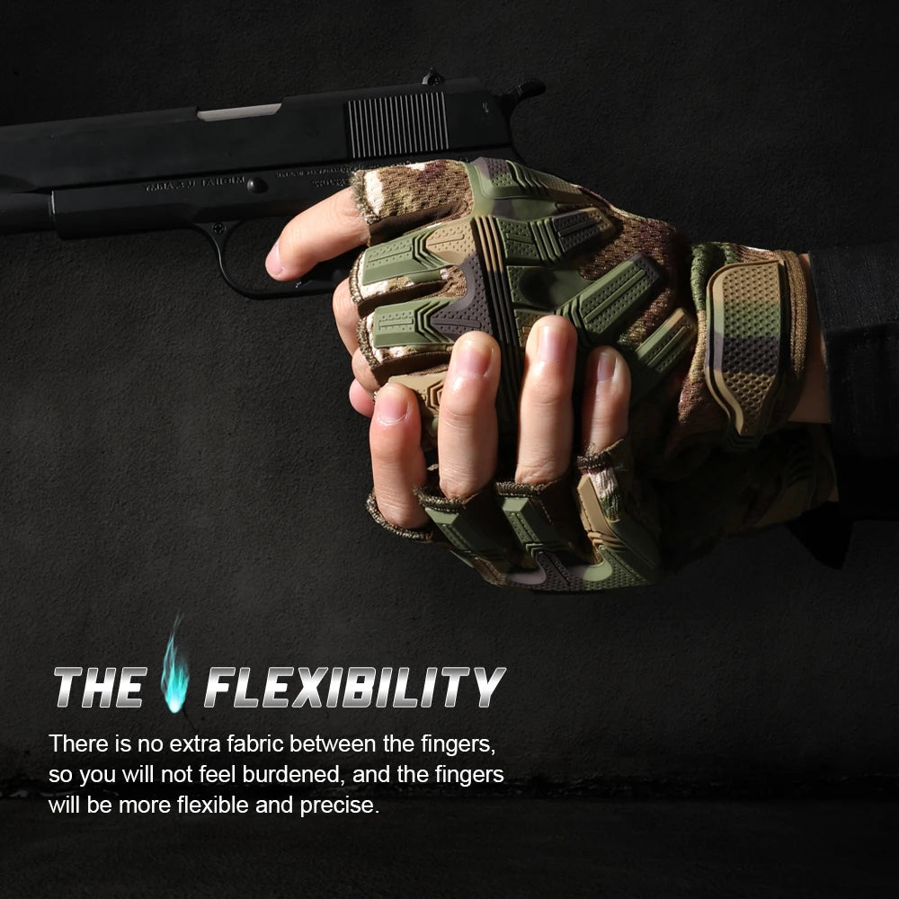 Tactical Fingerless Gloves Sports Airsoft Combat Paintball Shooting Hunting Driving Work Non-slip Anti-sweat Half Finger Men