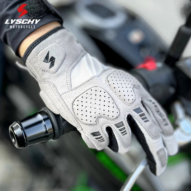 LYSCHY Motorcycle Gloves Men Women Summer Breathable Motocross Riding Gloves Anti-fall Wear-resistant Luvas Touch Screen Guantes